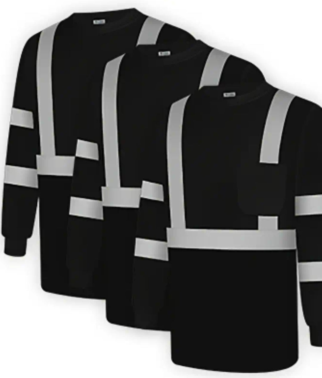 1 pc High Visibility Safety Shirts for Men & Women - Reflective, Breathable Long Sleeve Work Tops with Black Accents, Durable Polyester, Construction Class 3