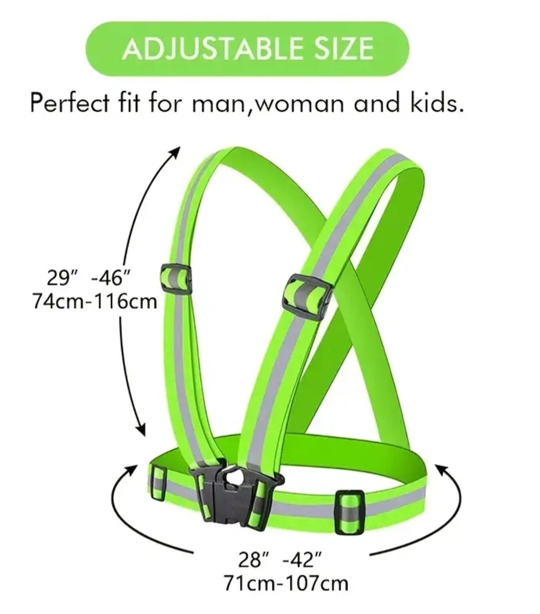 1pc High Visibility Reflective Vest For Running And Night Riding - Adjustable Strap For Adults And Children - Stay Safe And Visible In Low Light Conditions