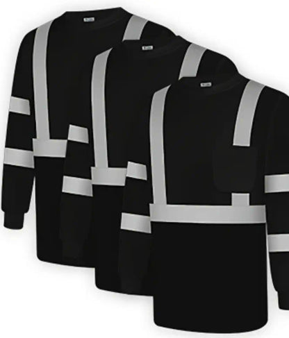 1 pc High Visibility Safety Shirts for Men & Women - Reflective, Breathable Long Sleeve Work Tops with Black Accents, Durable Polyester, Construction Class 3
