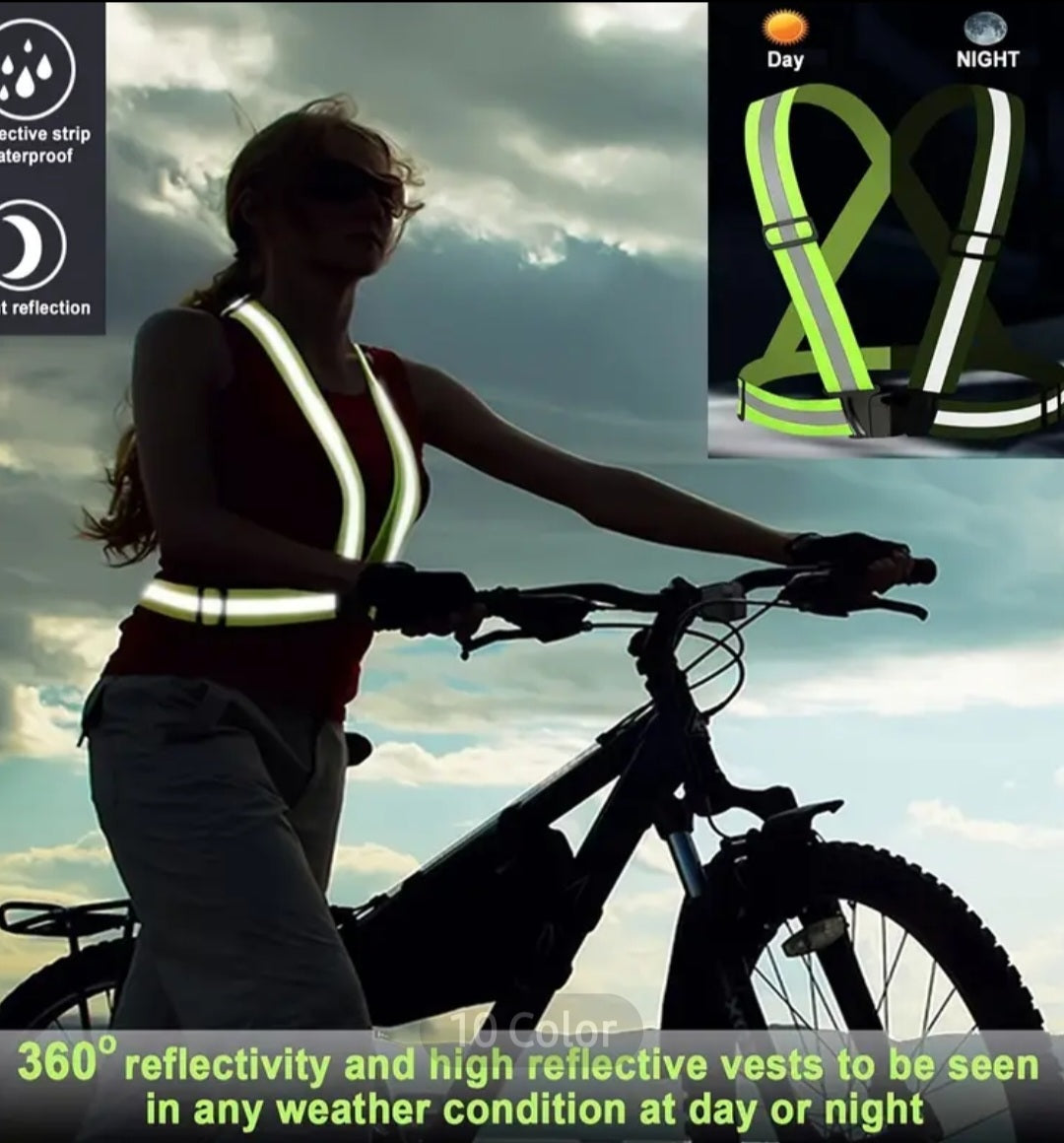 1pc High Visibility Reflective Vest For Running And Night Riding - Adjustable Strap For Adults And Children - Stay Safe And Visible In Low Light Conditions